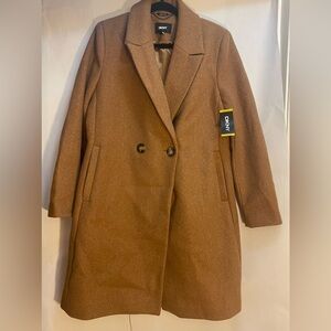 NWT DKNY Women's Faux Wool Notched Lapel Fully Lined Fashion Coat Size Medium